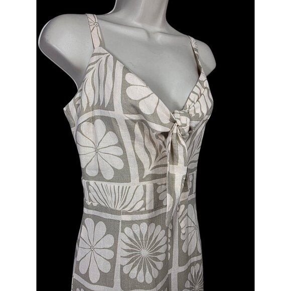 Petal & Pup Linen Blnd Wide Leg Jumpsuit Women Sz 2 Tie Front Floral Adjust Strp - Picture 2 of 12